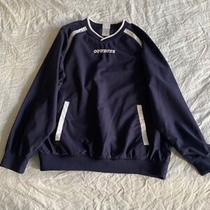 Dallas Cowboys Authentic Apparel Men XL Pullover Windbreaker Navy Blue White NFL
